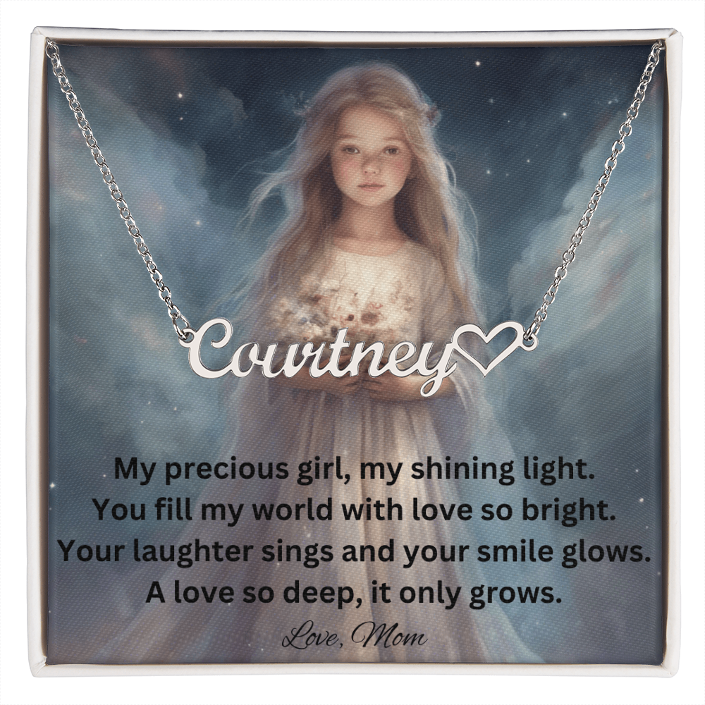 My Precious Girl. Heart Name Necklace