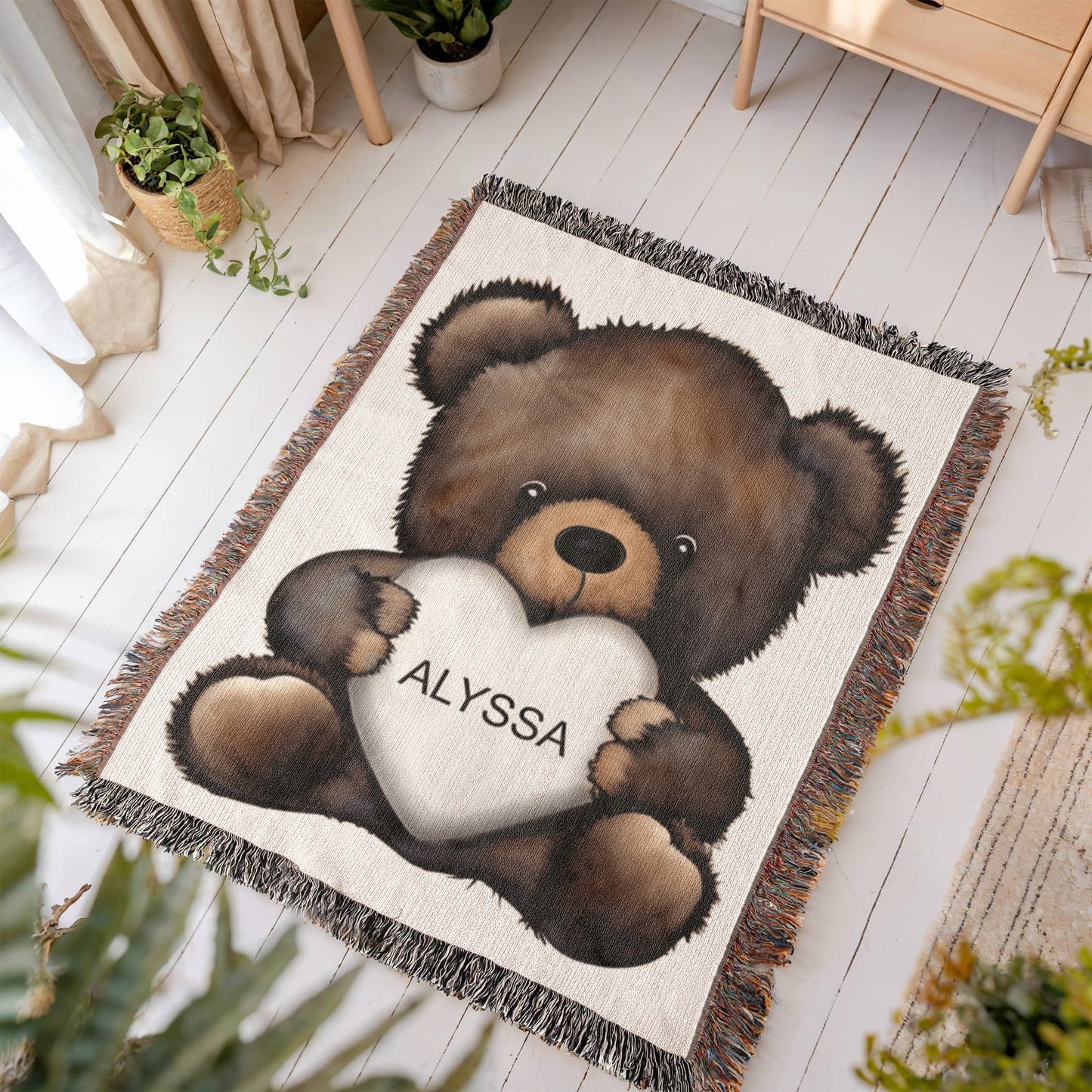 Bear Heirloom Photo Woven Blanket (Portrait)