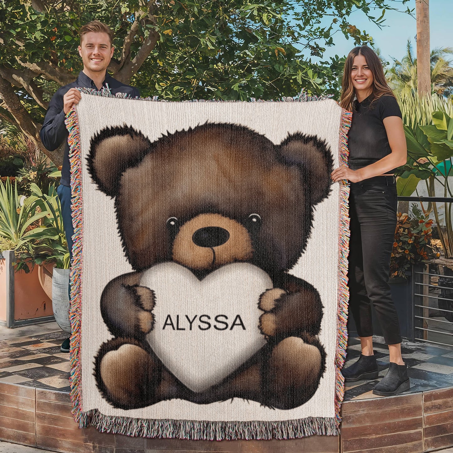 Bear Heirloom Photo Woven Blanket (Portrait)